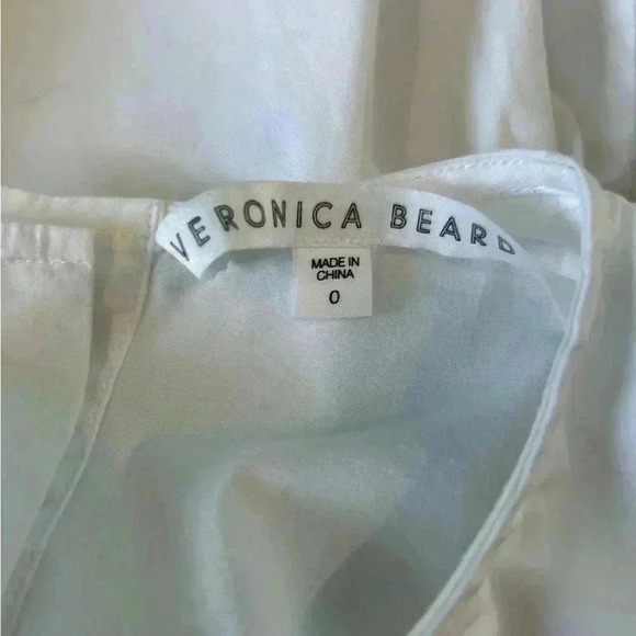 Veronica beard CLARKE BUTTON-BACK POPLIN TOP IN WHITE in size 0 - Picture 3 of 8